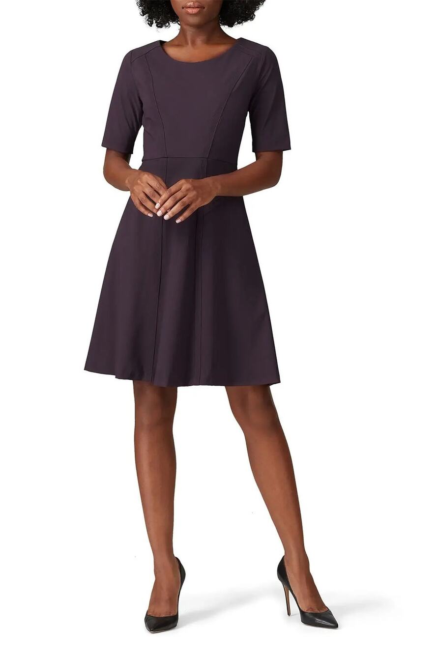 Of Mercer Women's 4 Purple Sullivan Short Sleeve Fit & Flare Dress Preppy S4-14